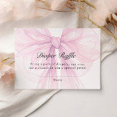 Blush Pink Bow Diaper Raffle Ticket Informatiekaartje