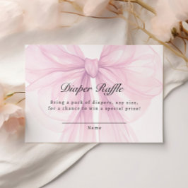 Blush Pink Bow Diaper Raffle Ticket Informatiekaartje
