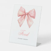 Blush Pink Bow Douche Voedsel Teken Reclamebord Met Voetstuk (Voorkant)