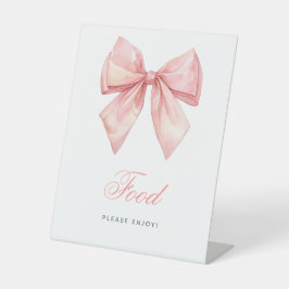 Blush Pink Bow Douche Voedsel Teken Reclamebord Met Voetstuk
