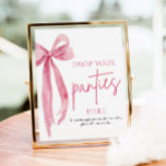 Blush Pink Bow Drop je slipje hier spel teken Poster<br><div class="desc">The Blush Pink Bow: She's Tying the Knot Drop Your Panties Here Game Sign is een speelse en humoristische aanvulling op elk vrijgezellenfeest of vrijgezellenfeest. Dit bord wordt meestal geplaatst in de buurt van een aangewezen gebied waar gasten hun slipje kunnen bijdragen als onderdeel van een leuk spel. Met zijn...</div>
