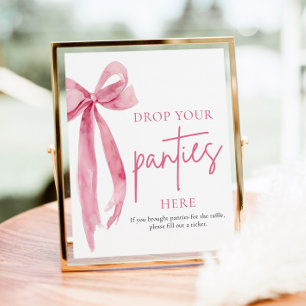 Blush Pink Bow Drop je slipje hier spel teken Poster