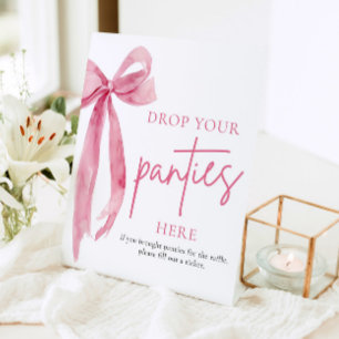 Blush Pink Bow Drop je slipje hier spel teken Reclamebord Met Voetstuk