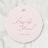 Blush Pink Bow eerste verjaardag Bedankjes Labels (Achterkant)