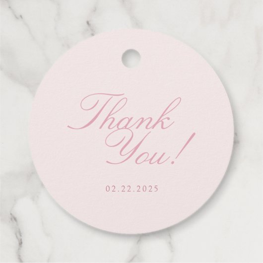 Blush Pink Bow eerste verjaardag Bedankjes Labels (Achterkant)