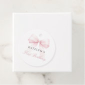 Blush Pink Bow eerste verjaardag Bedankjes Labels (In situ)