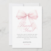 Blush Pink Bow eerste verjaardag bedankkaart (Voorkant)