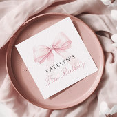 Blush Pink Bow eerste verjaardag Servet