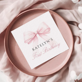 Blush Pink Bow eerste verjaardag Servet