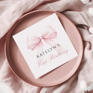 Blush Pink Bow eerste verjaardag Servet