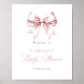Blush Pink Bow Elegant Baby shower Welkom Poster (Voorkant)