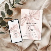 Blush Pink Bow Elegant eerste verjaardagsfeestje Kaart