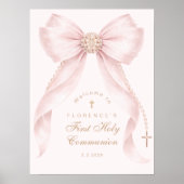 Blush pink Bow First Holy Communion Welcome Poster (Voorkant)