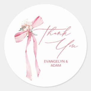 Blush Pink Bow Floral Baby shower Dank u Ronde Sticker