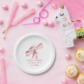 Blush Pink Bow Floral Baby shower Papieren Bordje (Feest)