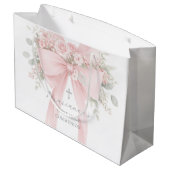 Blush Pink Bow Floral First Holy Communion Groot Cadeauzakje (Achterkant Gekanteld)