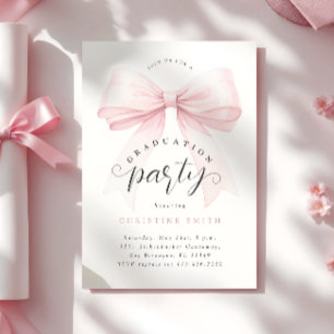 Blush Pink Bow Foto Afstudeerfeest Kaart