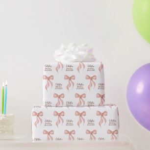 Blush Pink Bow gepersonaliseerd Vrijgezellenfeest Cadeaupapier
