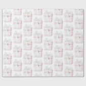 Blush Pink Bow Gift Hart Charm Verjaardag Cadeaupapier (Vlak)