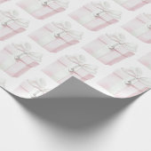 Blush Pink Bow Gift Hart Charm Verjaardag Cadeaupapier (Hoek)