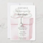 Blush Pink Bow Gift Hart Charm Verjaardag Kaart (Voorkant)