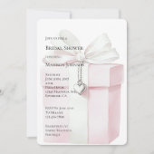Blush Pink Bow Gift Hart Charm Vrijgezellenfeest Kaart (Voorkant)