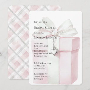 Blush Pink Bow Gift Hart Charm Vrijgezellenfeest Kaart