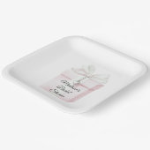 Blush Pink Bow Gift Hart Charm Vrijgezellenfeest Papieren Bordje (Gebogen)