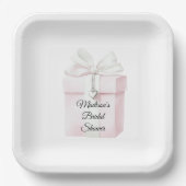 Blush Pink Bow Gift Hart Charm Vrijgezellenfeest Papieren Bordje (Voorkant)