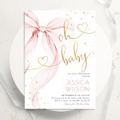 Blush Pink Bow Girl Baby Shower Kaart