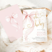 Blush Pink Bow Girl Baby Shower Kaart
