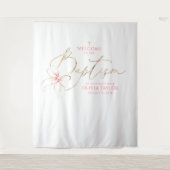 Blush Pink Bow Girl Baptism Photo Backdrop Welcome Wandkleed (Voorkant)