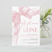 Blush Pink Bow Girls Just Wanna Be ONE Birthday Kaart (Staand voorkant)