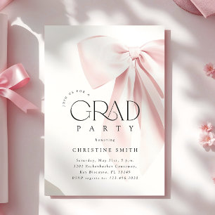 Blush Pink Bow Graduation Party Uitnodiging