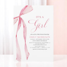 Blush Pink Bow Het is een meisje Baby shower