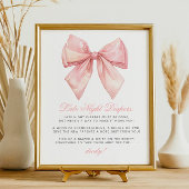 Blush Pink Bow Late Night Luiers Baby shower Poster
