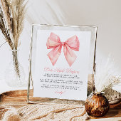 Blush Pink Bow Late Night Luiers Baby shower Poster