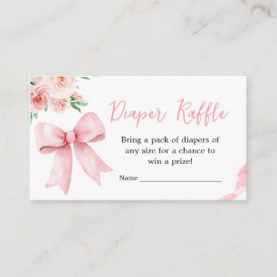 Blush Pink Bow Little Girl Baby Luier Raffle Informatiekaartje