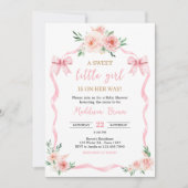 Blush Pink Bow Little Girl Baby shower Kaart (Voorkant)