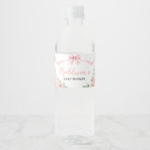 Blush Pink Bow Little Girl Baby shower Waterfles Etiket (Voorkant)