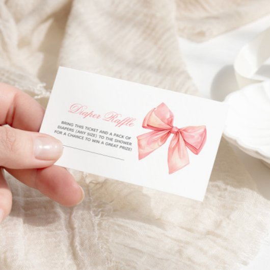 Blush Pink Bow Luier Raffle Informatiekaartje