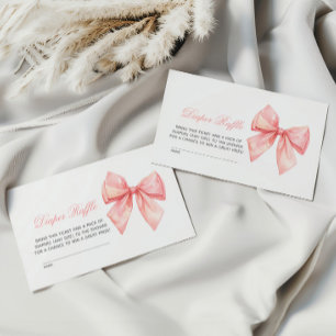 Blush Pink Bow Luier Raffle Informatiekaartje