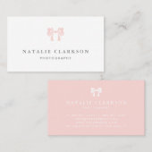 Blush Pink  Bow minimalistisch Visitekaartje (Voorkant / Achterkant)