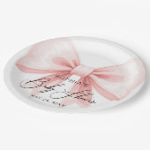 Blush Pink Bow Modern Baby shower Papieren Bordje (Gekanteld)