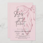 Blush Pink Bow ⎮Modern Elegant Bridal Shower Kaart (Voorkant / Achterkant)