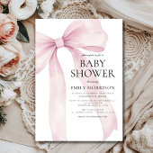 Blush Pink Bow Modern Girl Baby shower Kaart