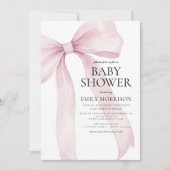 Blush Pink Bow Modern Girl Baby shower Kaart (Voorkant)