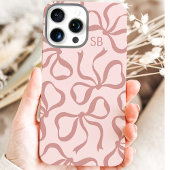 Blush pink bow monogram Case-Mate iPhone case
