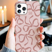 Blush pink bow monogram Case-Mate iPhone case