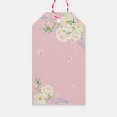 Blush Pink Bow Pastel Floral Baby shower Bedankt Cadeaulabel (Achterkant)